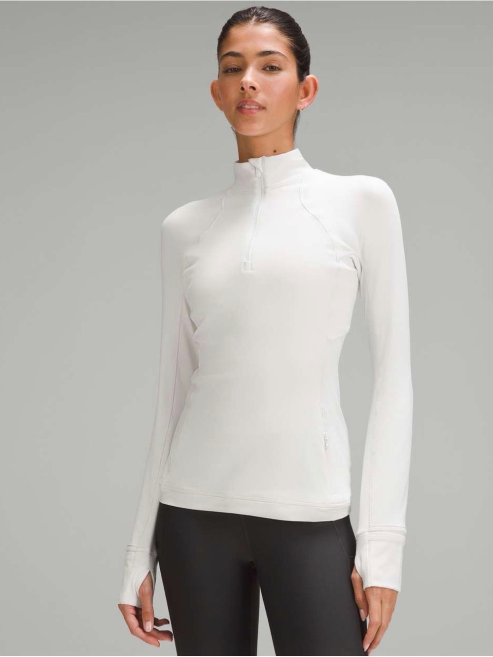 lululemon athletica Light Gray Quarter‑Zip Long‑Sleeve Top
